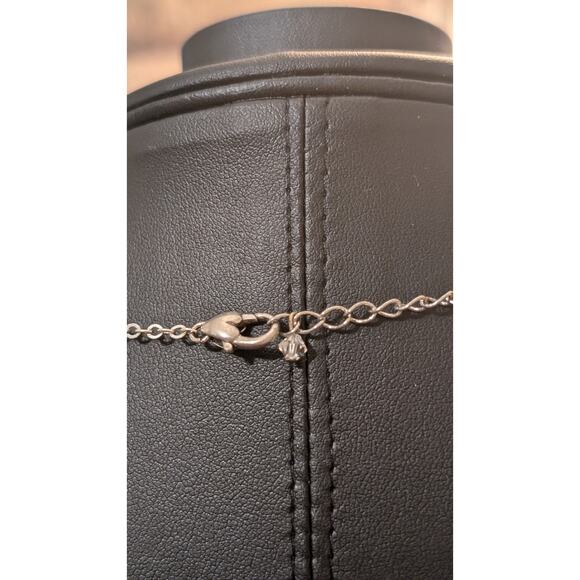 Swarovski Crystal Beaded Sterling Silver Chain Necklace Silver Tone Heart Clasp - Picture 5 of 7